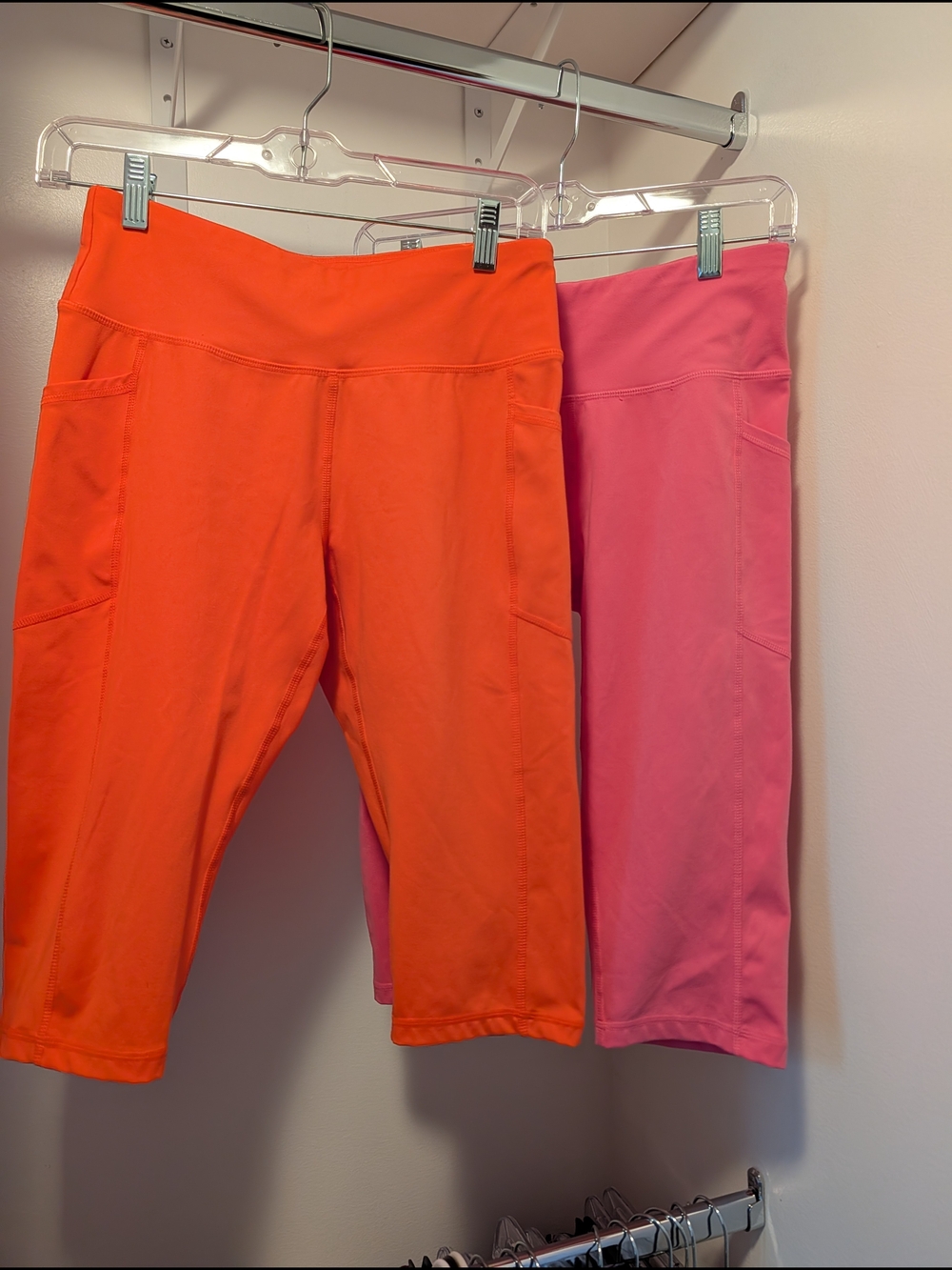 2 for 1! DKNY Sport High Waist Cropped Leggings Bold Orange and Bright Pink